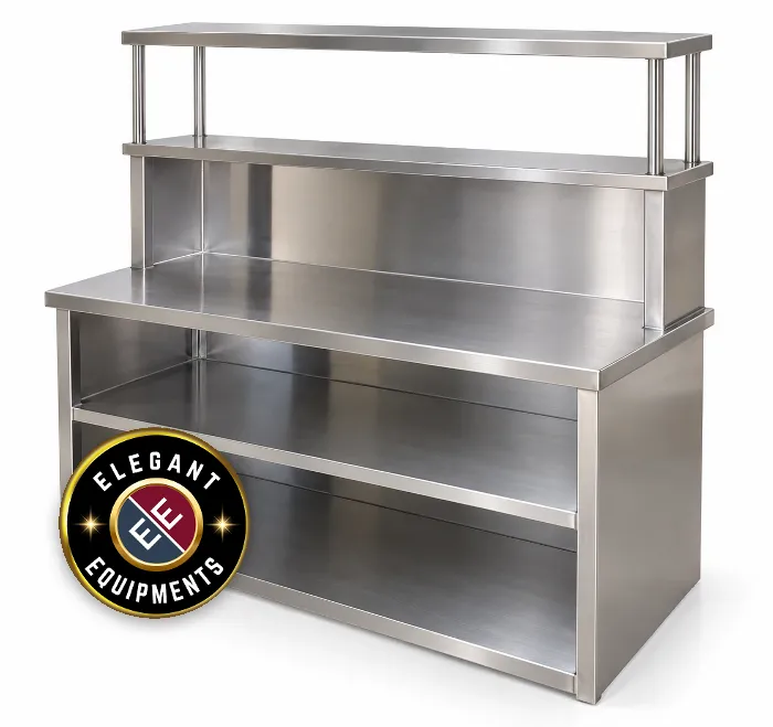 Work Table with Overhead Shelves